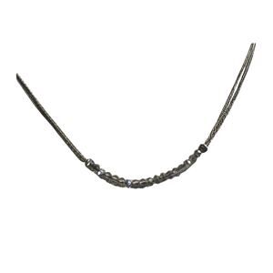 Vintage Stella & Dot Necklace Silvertone w/ Grey Crystal Beads Workwear Party